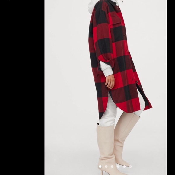 H&M Tops Hm Shacket Plaid Long Shirt Jacket Poshmark